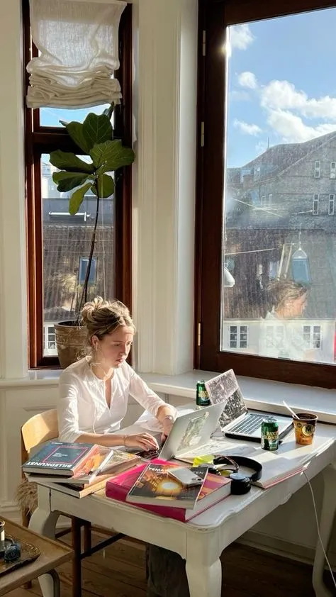 Focused morning workspace with natural light