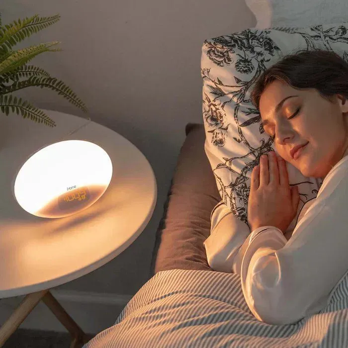 Morning wake-up environment with soft lighting